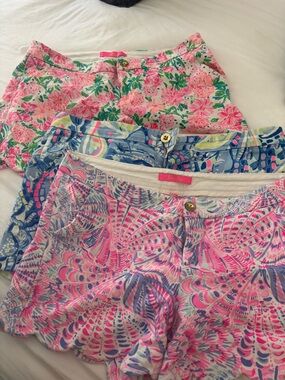 Lilly Pulitzer Buttercup scalloped shorts. 3 pairs sz 10